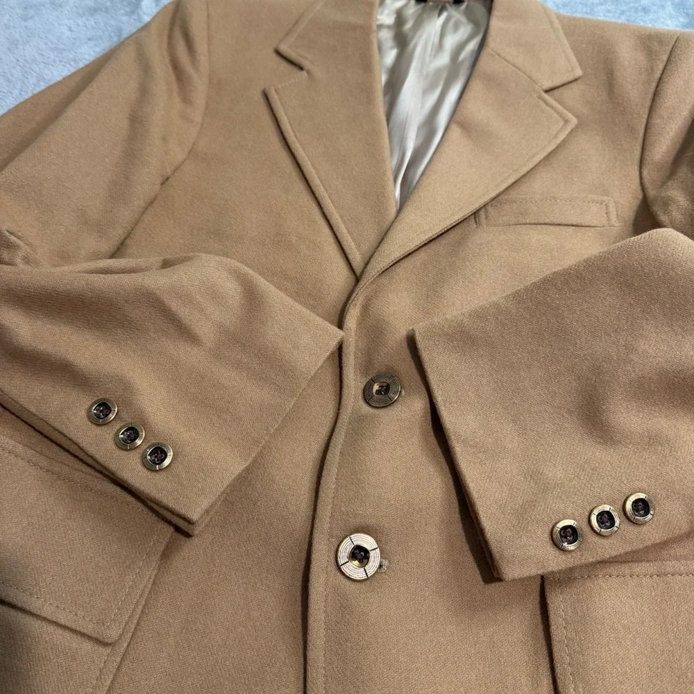 Vintage Derby of San Francisco 100% Pure Wool Blazer Camel Tan Sport Coat 38S